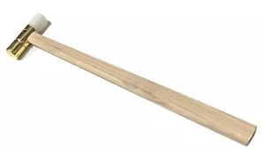 Brass Hammer with Nylon Head Mallet Jewellers Wooden Handle - Picture 1 of 4