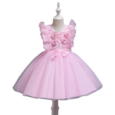 Flower Kids Girls Lace Princess Dress Wedding Bridesmaid Tutu Pageant Party Gown - Image 1 of 4