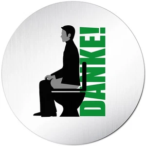 Aluminium Schild 10 cmØ "im sitzen pinkeln" Toilette Klo Toilettenschild rund WC - Picture 1 of 4