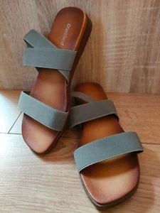 New Ladies Graceland Khaki Green Flat Sandals Shoes Elasticated Straps Size 5 - Picture 1 of 8