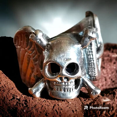 TESCHIO Argento ☠️ Anello - Immagine 1 di 4