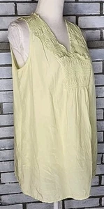 J Jill Sleeveless Silk & Cotton V-Neck Size Medium Pale Yellow Green Top Blouse - Picture 1 of 11
