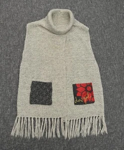 Desigual Shawl Womens One Size Grey Knitted Floral Pockets Cowl Neck Winter - Picture 1 of 16