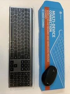 Bluetooth Wireless Keyboard iClever Black Rechargeable Pair W/3 Devices - Picture 1 of 4
