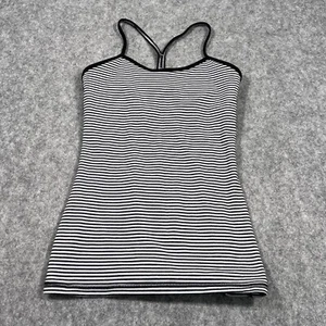 Lululemon Athletica Slope Stripe Silver Slate Heathered Black Power Y Tank Sz 4 - Picture 1 of 6