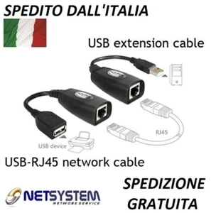 USB 2.0 Maschio A Femmina con cavo Rete Ethernet Extender Cat5e 6 Rj45 LAN - Foto 1 di 9