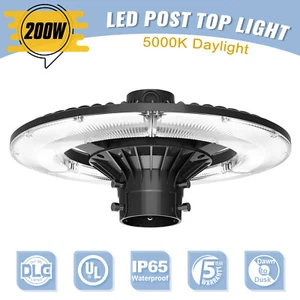 Dusk to Dawn 200W LED Circular Post Top Light Commercial Fixture For Parking Lot - Picture 1 of 12