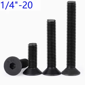 1/4"-20 Flat Head Socket Caps Screws 10.9 Countersunk Alloy Steel Black Oxide - Picture 1 of 4