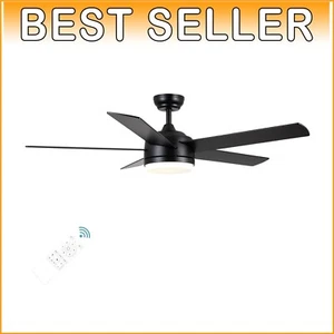 Dimmable LED Black Ceiling Fan with Remote Control - 3 Color Temperatures - Picture 1 of 12