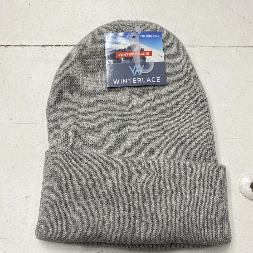 Winterlace Gray Youth Kids Winter Beanie New - Image 1 of 3