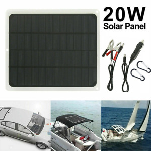 20W Solar Panel 12V Trickle Charge Battery Charger Maintainer Marine RV Car T-IT