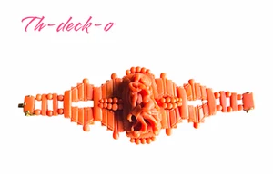 ITALIE BRACELET CORAIL SCULPTÉ GRAND TOUR BRAZALETE CORAL FEMENINA ITALIAN OR - Picture 1 of 16
