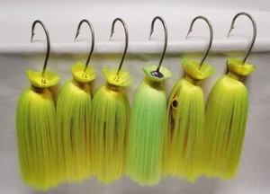 6 units - Mojo Jigs Striper Parachute Lures 16oz 12/0 Spire Yellow Chart. Lot - Picture 1 of 5