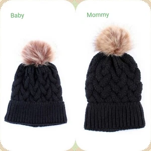 NEW Mommy And Me Beanies,Women Kids Girls Baby Knit Hat Winter Warm Cozy Beanie - Picture 1 of 1