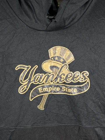 New York Yankees Hoodie Mens Medium Black Vintage Empire State MLB Sweatshirt Cover