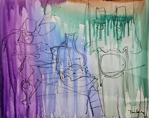 ITZCHAK TARKAY RARE ABSTRACT II ORIGINAL ACRYLIC ON CANVAS 40"x32" - Picture 1 of 3