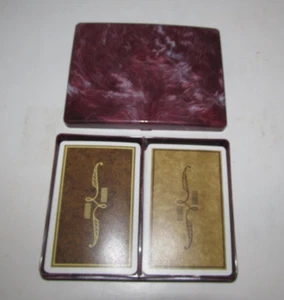 Vintage 2 Decks of Tower Brand Playing Cards w/Hard Plastic Case - Picture 1 of 8