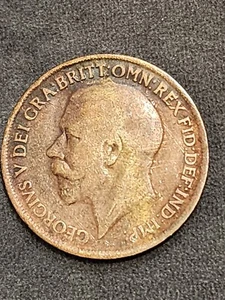 1918 penny rame Regno Unito Re Giorgio V Detgra moneta britannica - Foto 1 di 6