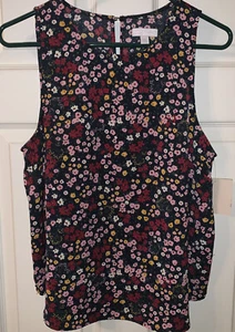 Top sin mangas para mujer 14th & Union multicolor azul marino con cuello floral MP nuevo con etiquetas - Imagen 1 de 7