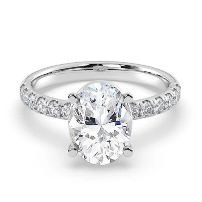 2.20 Ct Oval-Cut VS2/H Lab Grown Diamond Solitaire Wedding Ring 14k White Gold - Image 1 of 4