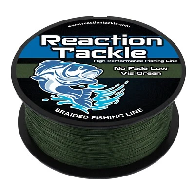 Reaction Tackle Performance Braided Fishing Line / Braid - NO FADE Low Vis Green - Image 1 of 4