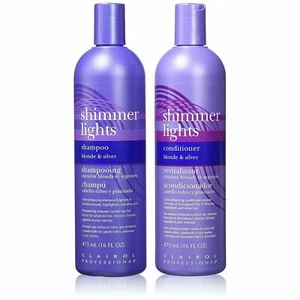 Clairol Professional Shimmer Lights Shampoo & Conditioner Blonde & Silver 16 oz - Picture 1 of 1