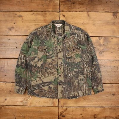 Camisa Vintage Paredes Árbol Real Botón L Años 90 Para Hombre Manga Larga Marrón Camuflaje Foto 1 de 4