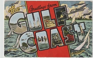 "Greetings From The Gulf Coast" Large Letter Postcard 1952 Posted Park City, KY - Picture 1 of 2