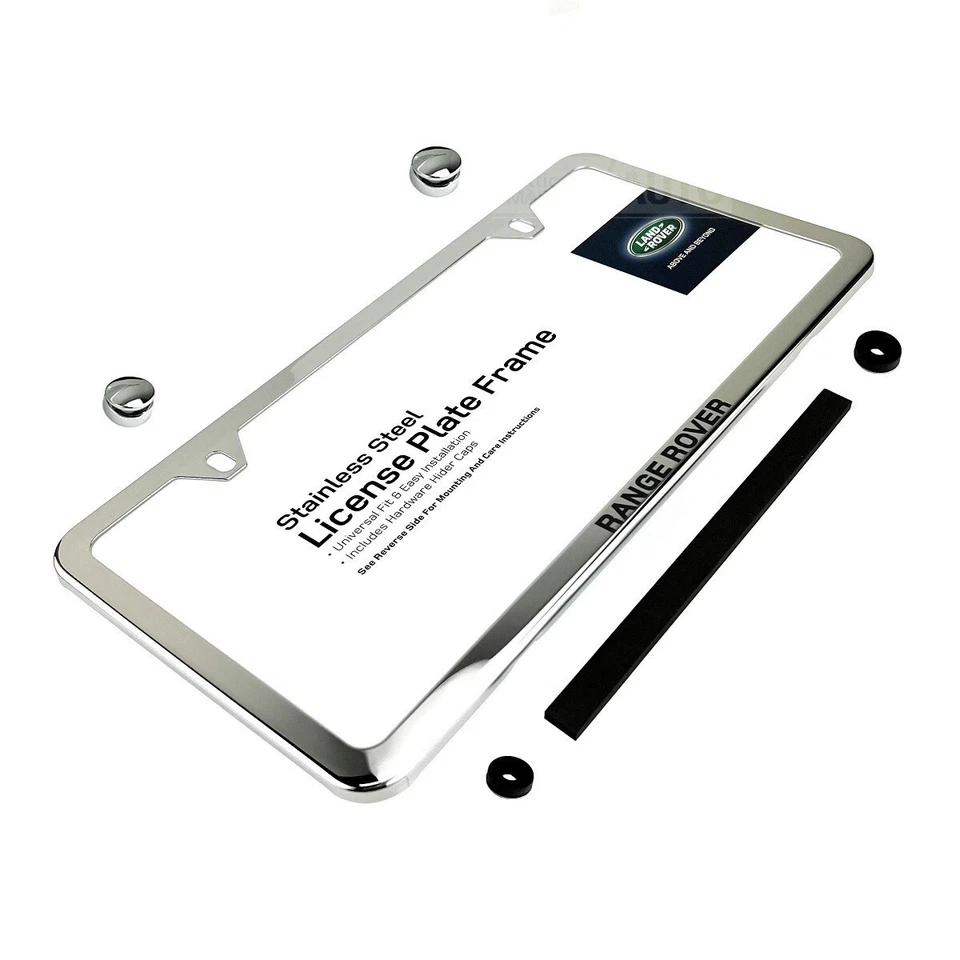 Range Rover Polished Chrome Slim Steel License Plate Frame Genuine VPLCY0100 - Image 1 of 1