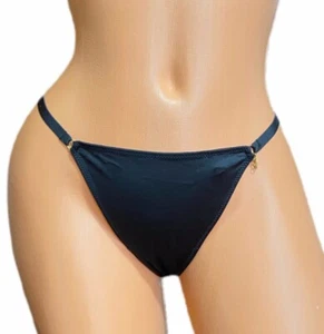 Sexy Tanga Panty Victoria's Secret Satén Tanga Talla Única S, M, L Negro - Imagen 1 de 3