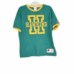 Champion Hawkins Mens Teal & Yellow T-Shirt Cotton Printed Short Sleeve Size L - Picture 1 of 5