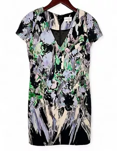 MILLY New York Jacquard Watercolor Sheath Cocktail Mini Dress Size 2 Cap Sleeve - Picture 1 of 8