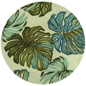10' Ivory Hand Tufted Tropical Monstera Indoor Runner Rug - Picture 1 of 5