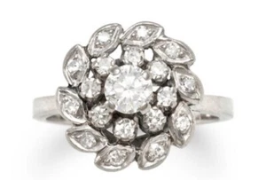 Vintage Platin Diamant Cluster Ring 14k - Bild 1 von 3