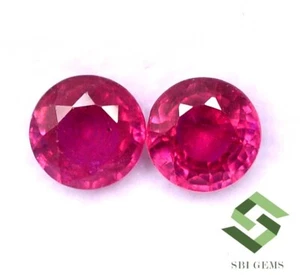 2.24 CTS Natural Ruby Round Cut Pair 6 mm Mozambique Calibrated Loose Gems GF - Picture 1 of 5