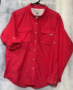 ExOfficio Women's Shirt Blouse Top Size M Pink/Red Long Roll Tab Sleeve Outdoors - Picture 1 of 15
