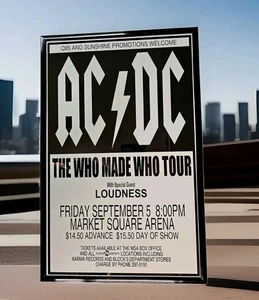 AC DC 1986 Indianapolis Who Made Who Tour  Framed Concert Poster - Picture 1 of 2