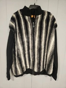 Trutus Biancarra | Giacca Vintage Uomo Hip Hop Ecopelliccia Maglia | Taglia Large - Foto 1 di 6