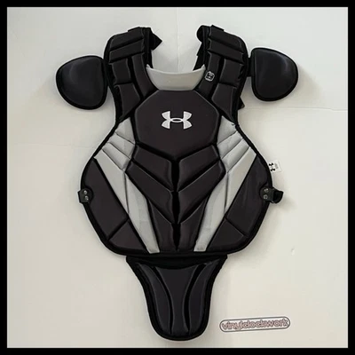 Under Armour Victory 胸部保护捕手 12-16 岁棒球黑色灰色 — 第 1/4 张图片