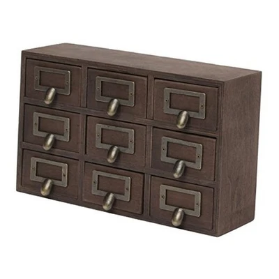  Conjunto de 9 gavetas de madeira boticário marrom rústico - Imagem 1 de 4