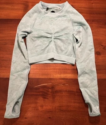 Camisa corta Gymshark para mujer azul verde camuflada manga larga talla XS Foto 1 de 4