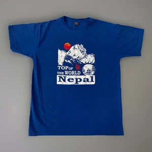 Top Of The World Everest Nepal Graphic T-shirt Blue 44 L - Picture 1 of 3