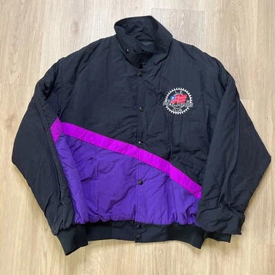 Vintage POLARIS JAcket 90s Snowmobile Skiing Black Purple Neon  - Image 1 of 4