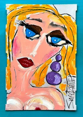colorful POP ART PAINTING Lady Nude Recycled CB Original SWARTZMILLER DNA wall - Image 1 of 4
