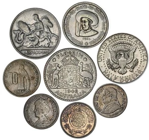 WORLD Silver Coins 1868/1967 from Australia-Portugal-Guatemala-Greece-US (8pcs) - Picture 1 of 2