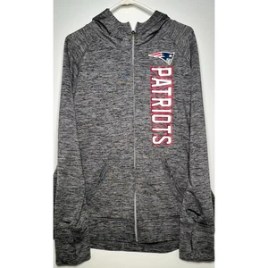 New England Patriots Hoodie Damen XL-NFL Team Bekleidung Reißverschluss mit Daumenlöchern - Neu ohne Etikett - Bild 1 von 7