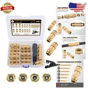 Raccordi freno aria ottone DOT 23pz 1/4" 3/8" 1/2" attacco rapido camion - Foto 1 di 9