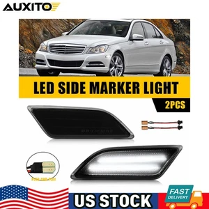 Luces de señalización laterales LED blancas con lente ahumada para Mercedes W204 C250 C300 Y 12-14 - Imagen 1 de 14