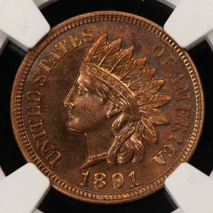 1891 1c Indian Head Small Cent - Proof Coin - NGC PF 61 RB - SKU-B5180 - Picture 1 of 7