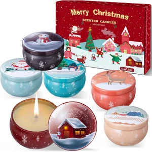 Set Regalo Di 6 Candele Profumate Natalizie, Candele in Cera Di Soia Naturale Co - Foto 1 di 12
